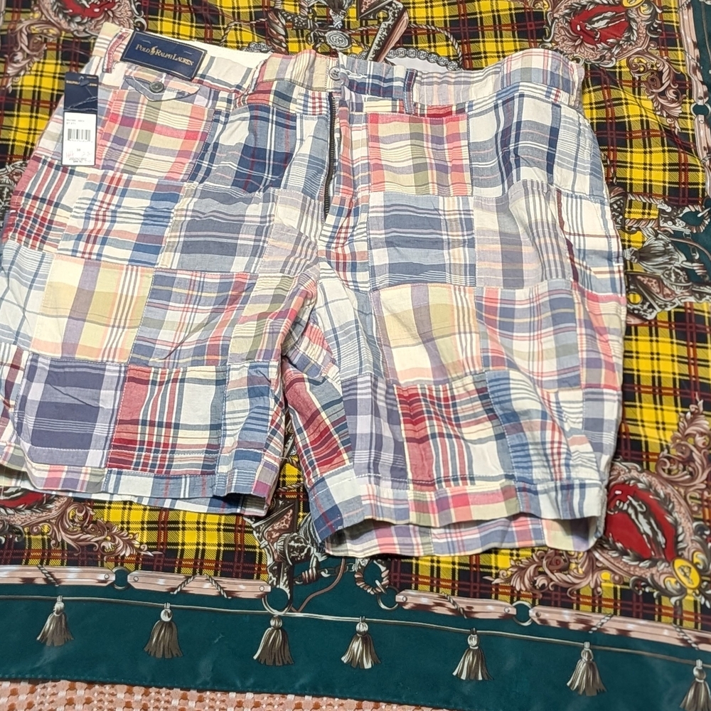 NWT Polo by Ralph Lauren Indian Madras Plaid Shorts Men's Size 38